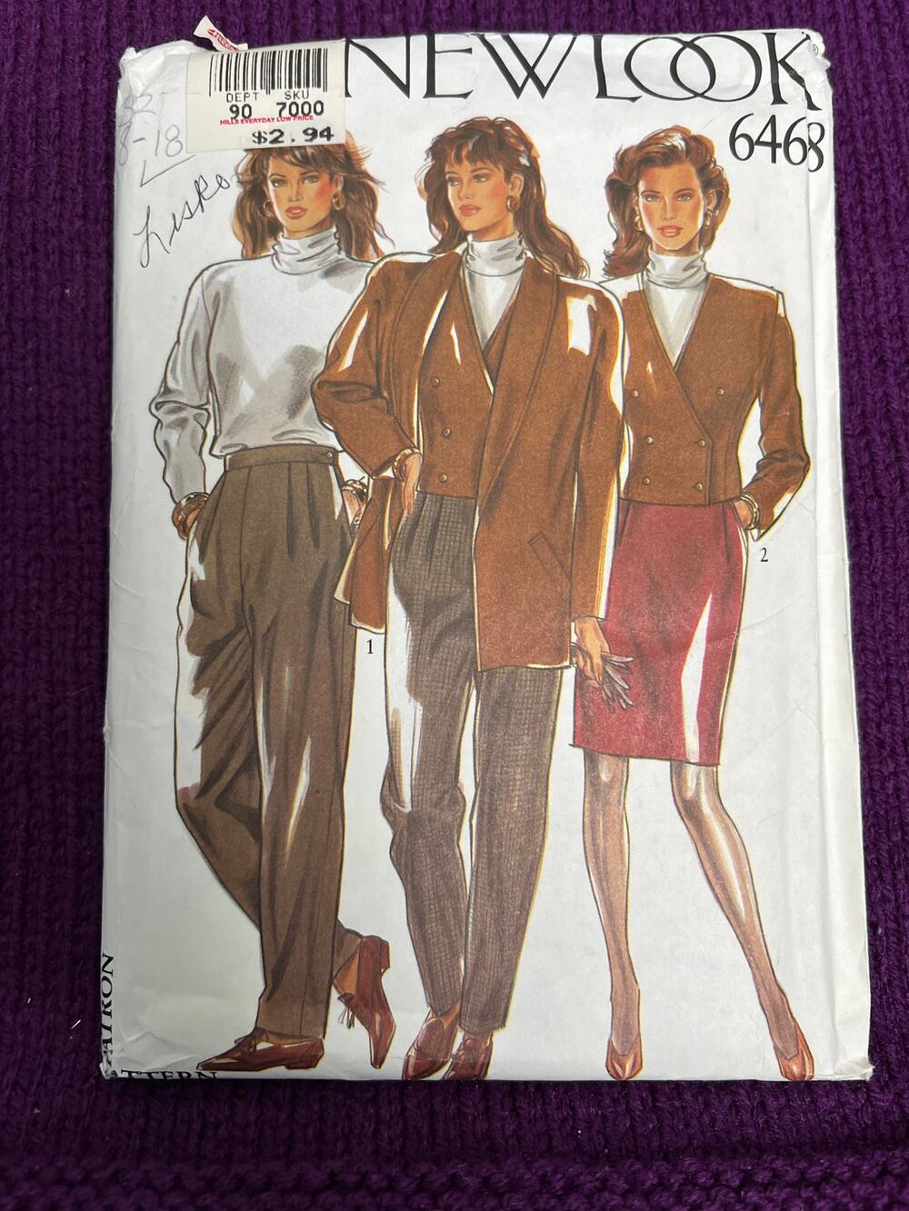 NEW LOOK 6468 Sewing pattern suit blazer boxy boyfriend pant size 8-18